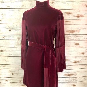 Vintage Velvet Fringe Mini Dress